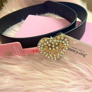 Juicy Couture rhinestone heart buckle belt NWT